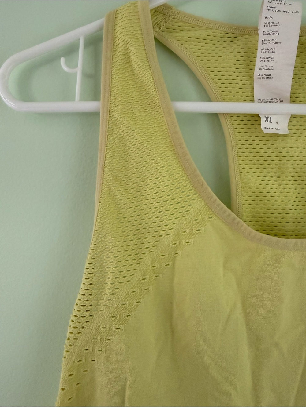 Fabletics Racerback Performance Tank Top - Light Lime - Picture 3 of 5